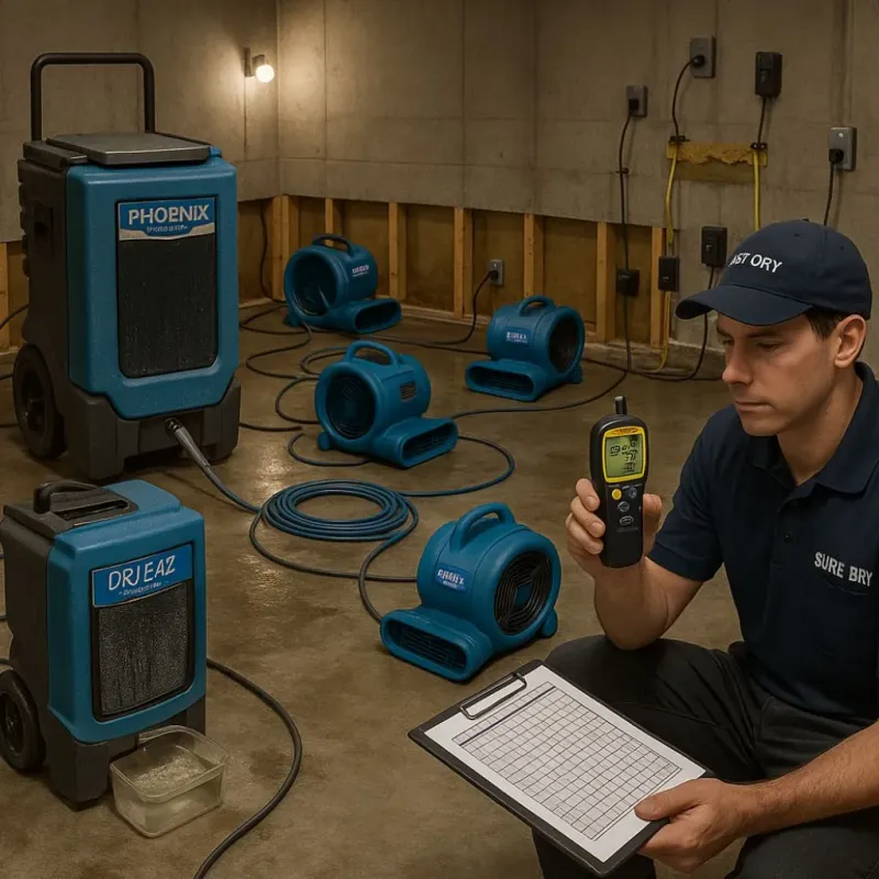 Structural Drying and Dehumidification process in Conrad, IA